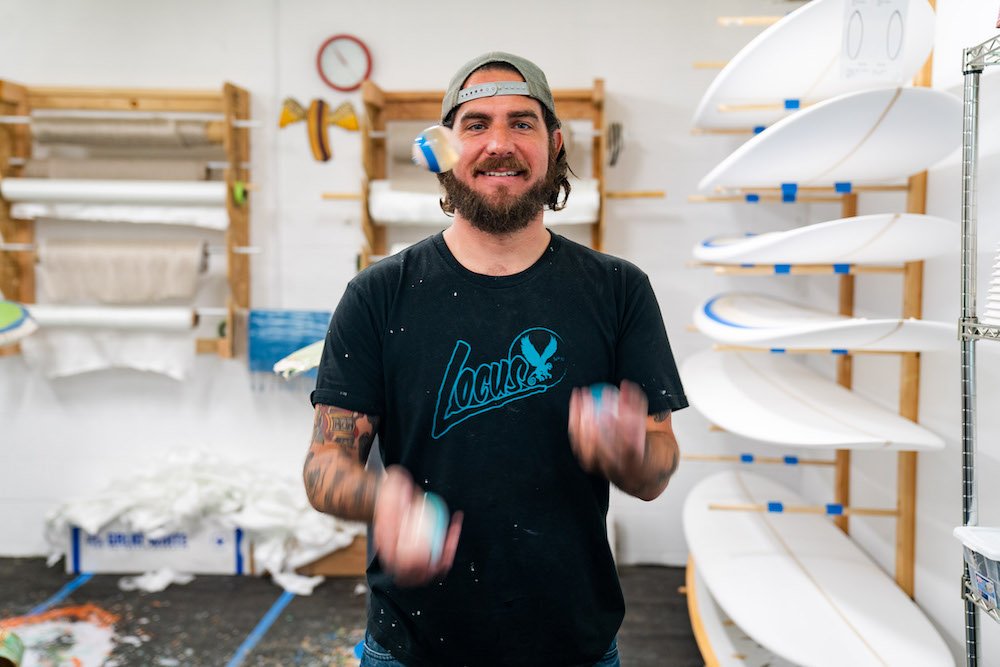 Tyler Locus surfboard shaping in Santa Cruz, CA