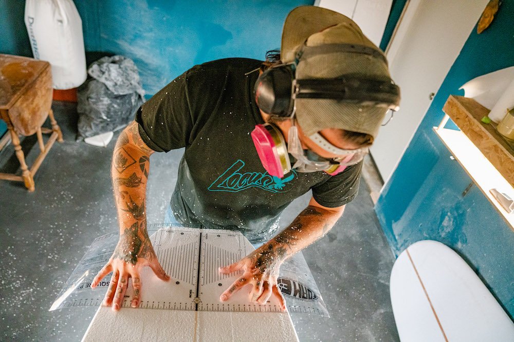 Tyler Locus surfboard shaping in Santa Cruz, CA