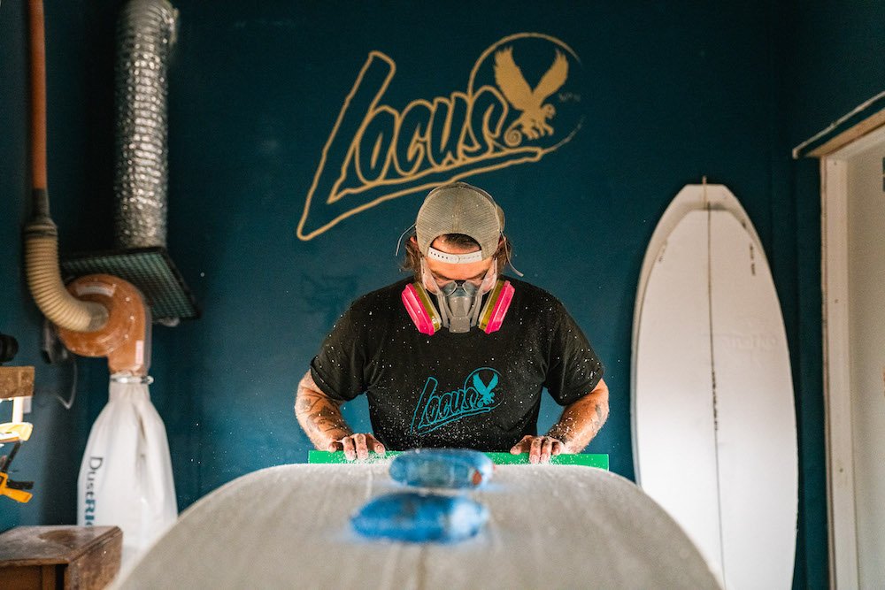 Tyler Locus surfboard shaping in Santa Cruz, CA