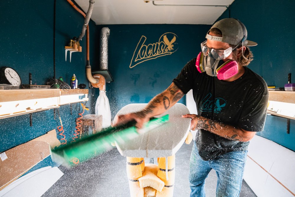 Tyler Locus surfboard shaping in Santa Cruz, CA
