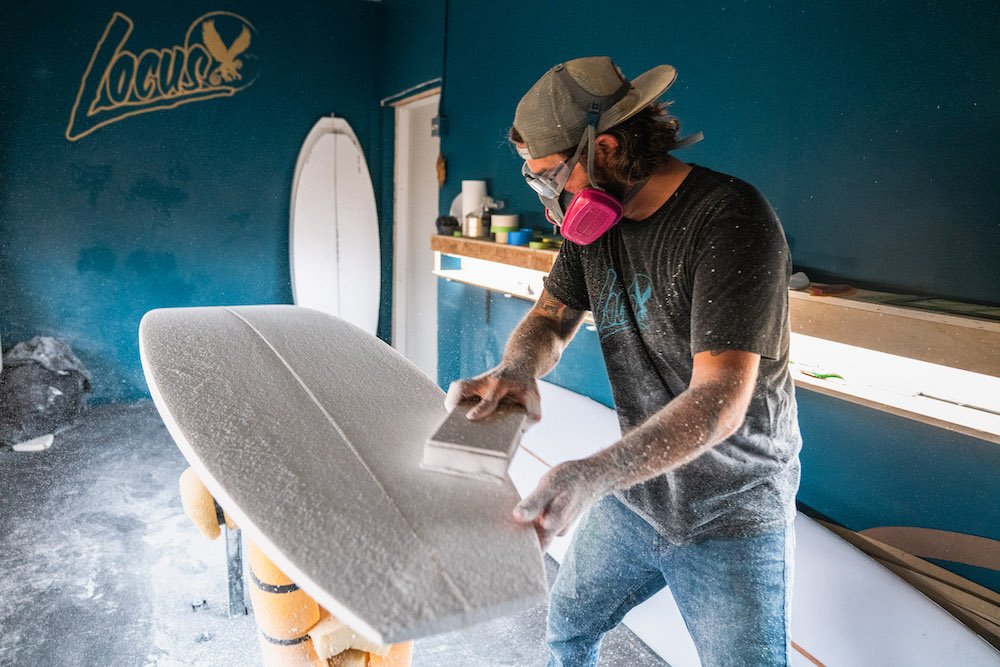 Tyler Locus surfboard shaping in Santa Cruz, CA