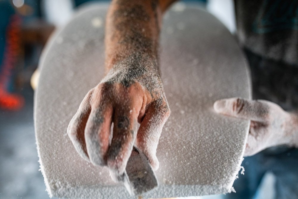 Tyler Locus surfboard shaping in Santa Cruz, CA