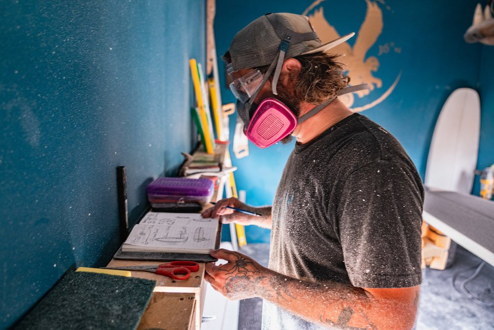 Tyler Locus surfboard shaping in Santa Cruz, CA
