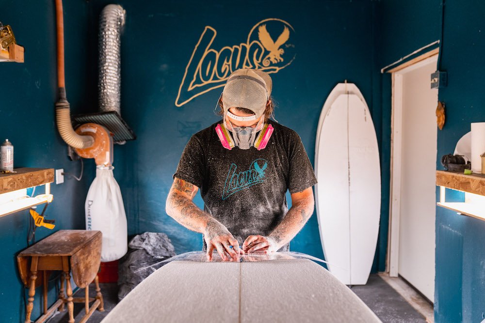 Tyler Locus surfboard shaping in Santa Cruz, CA