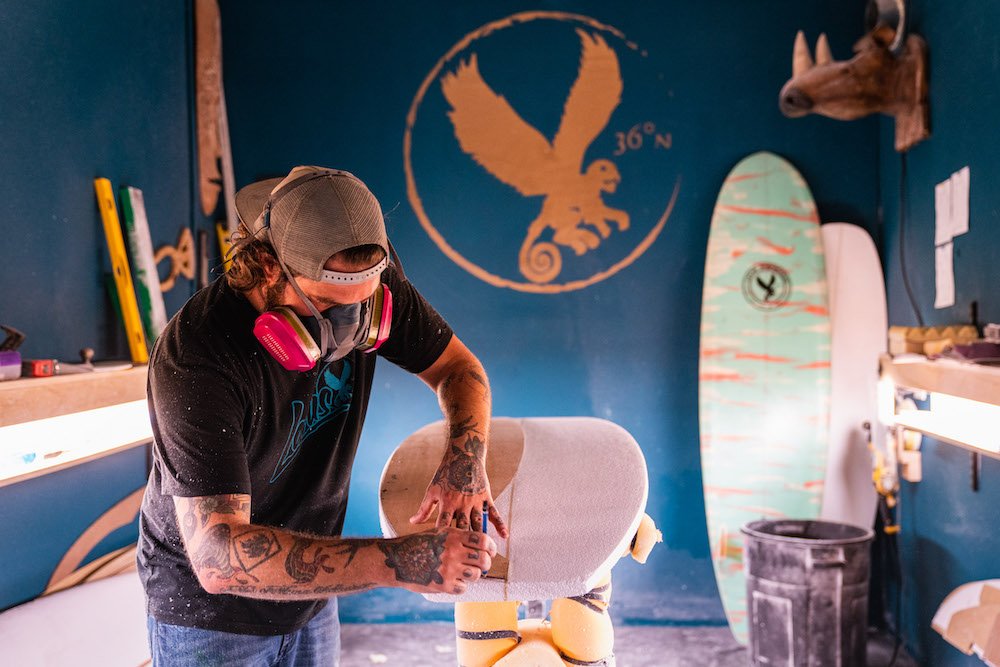 Tyler Locus surfboard shaping in Santa Cruz, CA