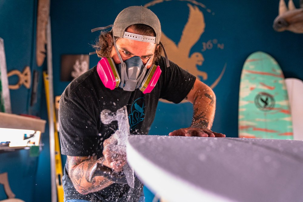 Tyler Locus surfboard shaping in Santa Cruz, CA