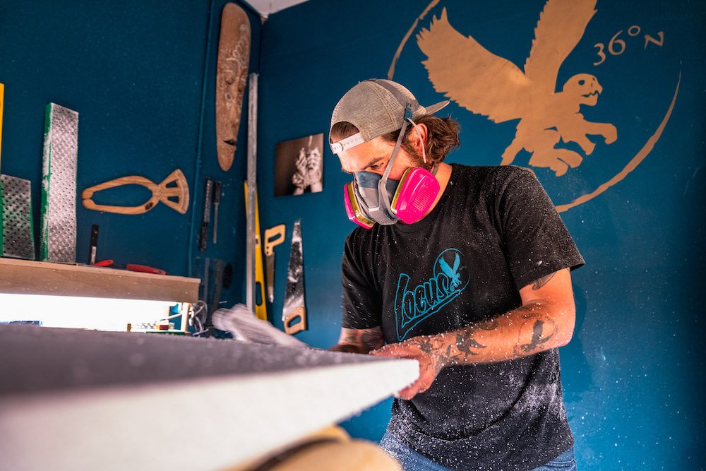 Tyler Locus surfboard shaping in Santa Cruz, CA