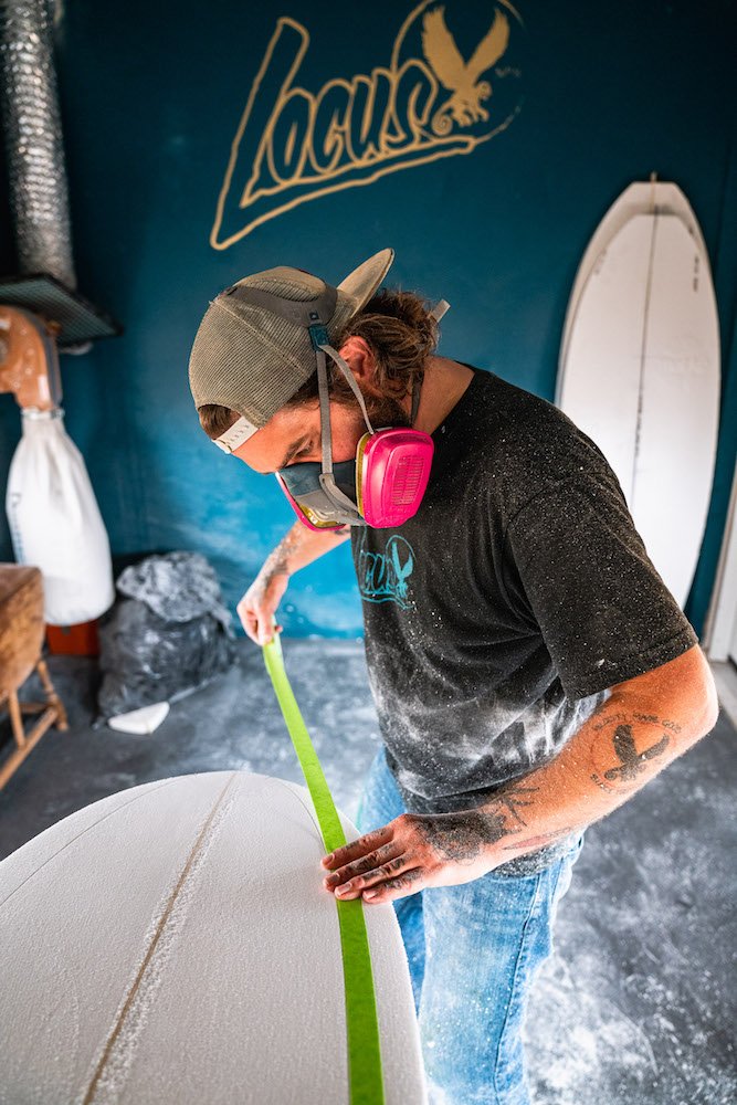 Tyler Locus surfboard shaping in Santa Cruz, CA