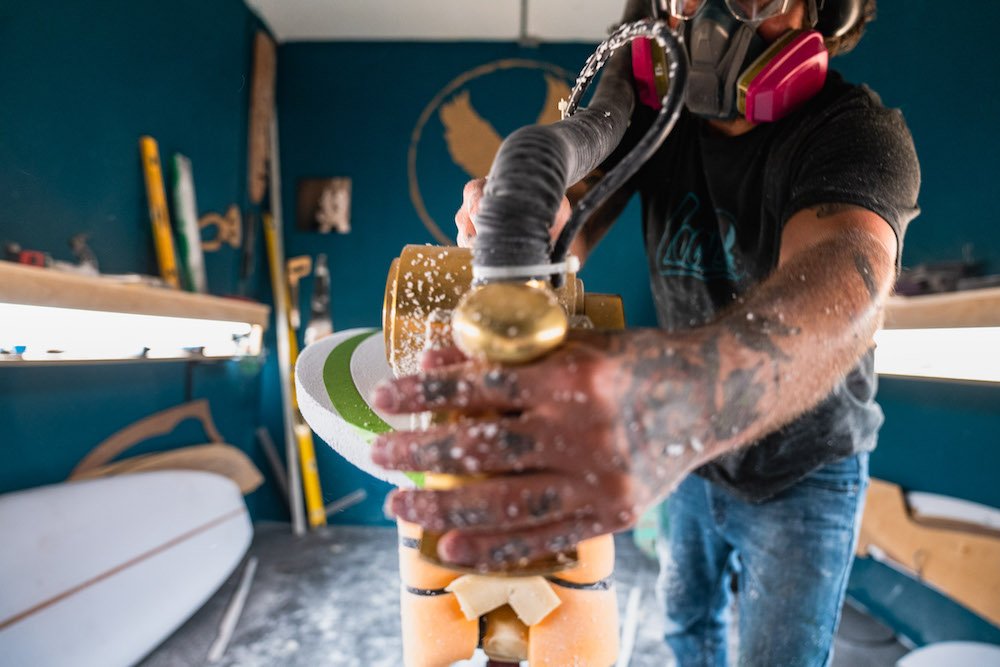 Tyler Locus surfboard shaping in Santa Cruz, CA