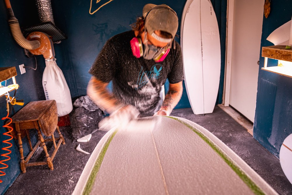 Tyler Locus surfboard shaping in Santa Cruz, CA