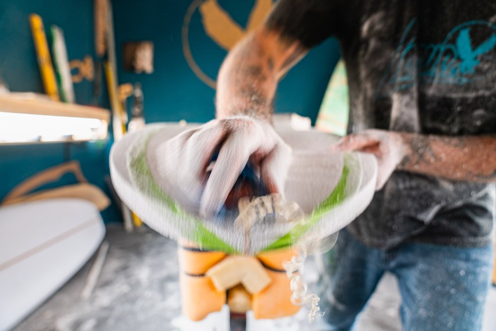 Tyler Locus surfboard shaping in Santa Cruz, CA