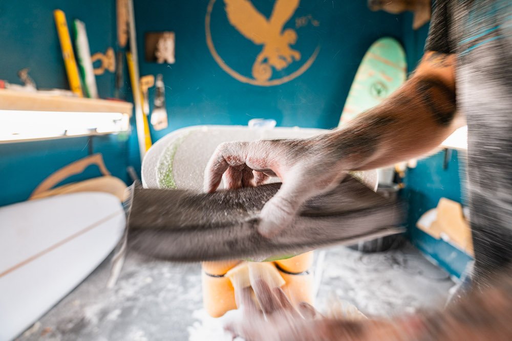 Tyler Locus surfboard shaping in Santa Cruz, CA