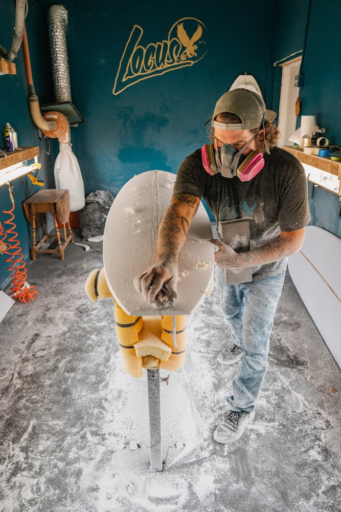 Tyler Locus surfboard shaping in Santa Cruz, CA
