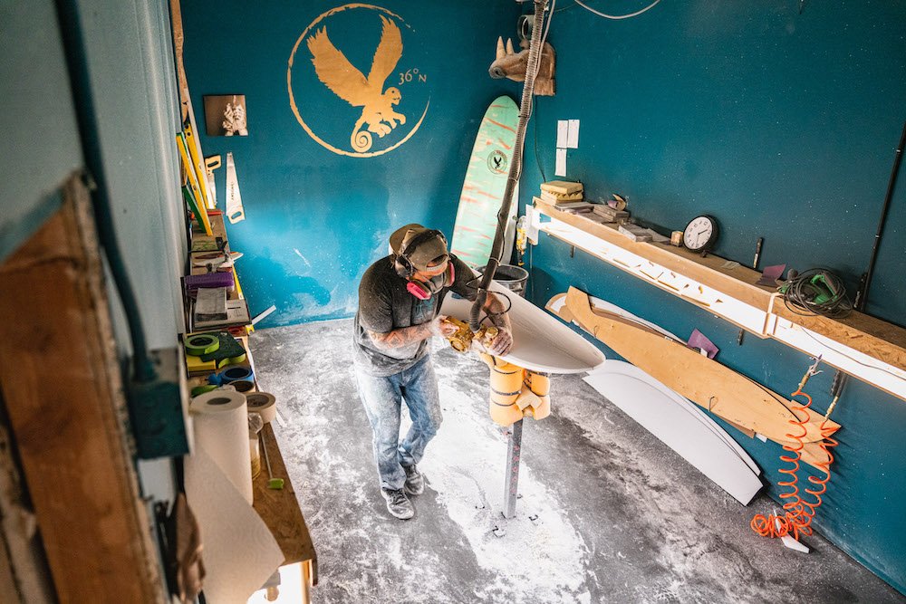 Tyler Locus surfboard shaping in Santa Cruz, CA
