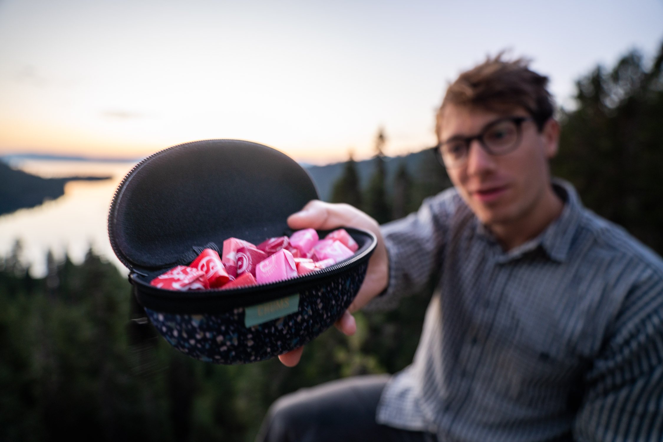 Micheal Whalen exploring Lake Tahoe with Chums gear