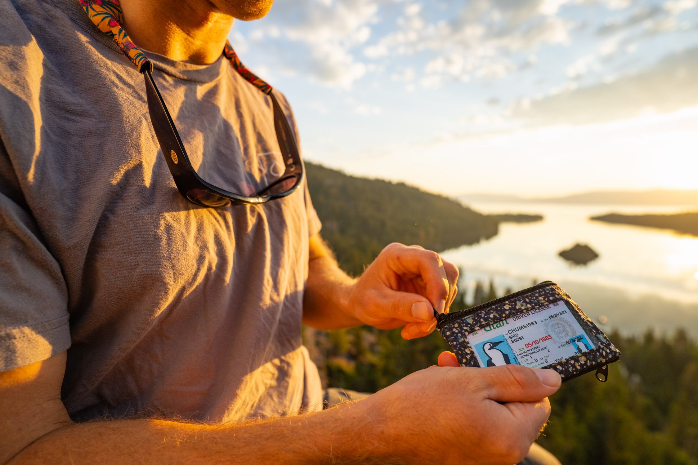 Micheal Whalen exploring Lake Tahoe with Chums gear