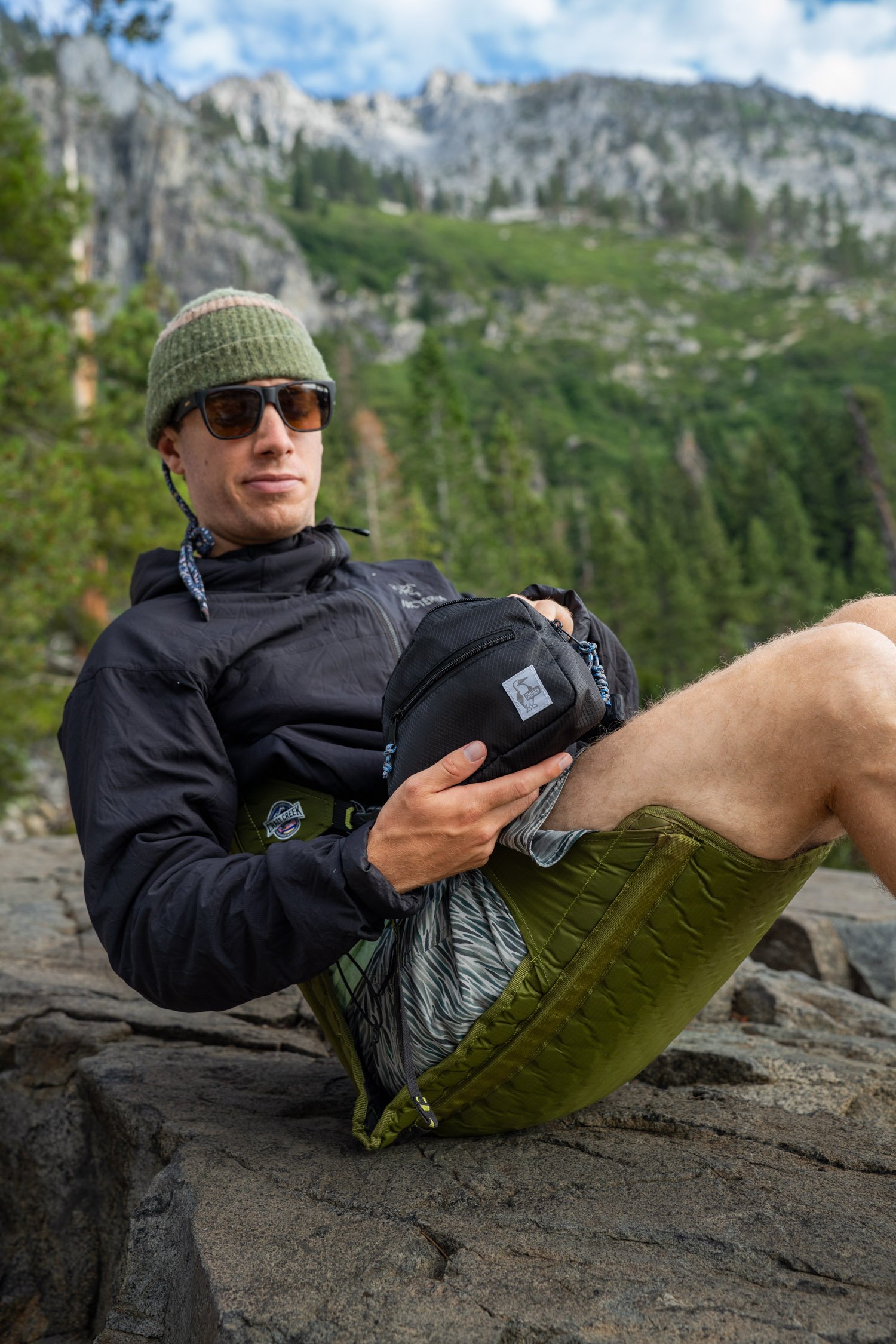 Micheal Whalen exploring Lake Tahoe with Chums gear
