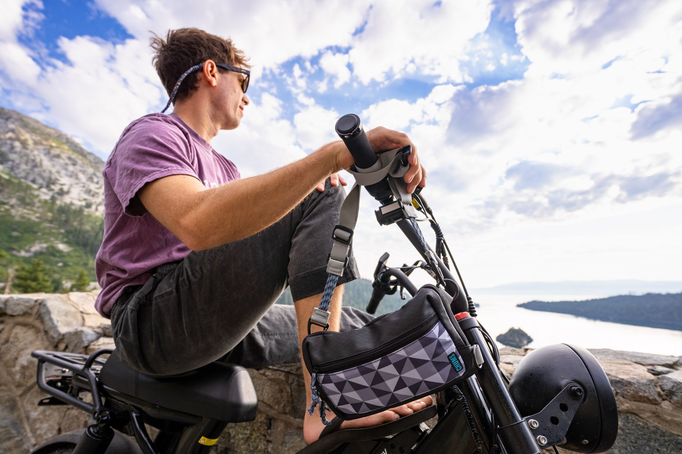 Micheal Whalen exploring Lake Tahoe with Chums gear