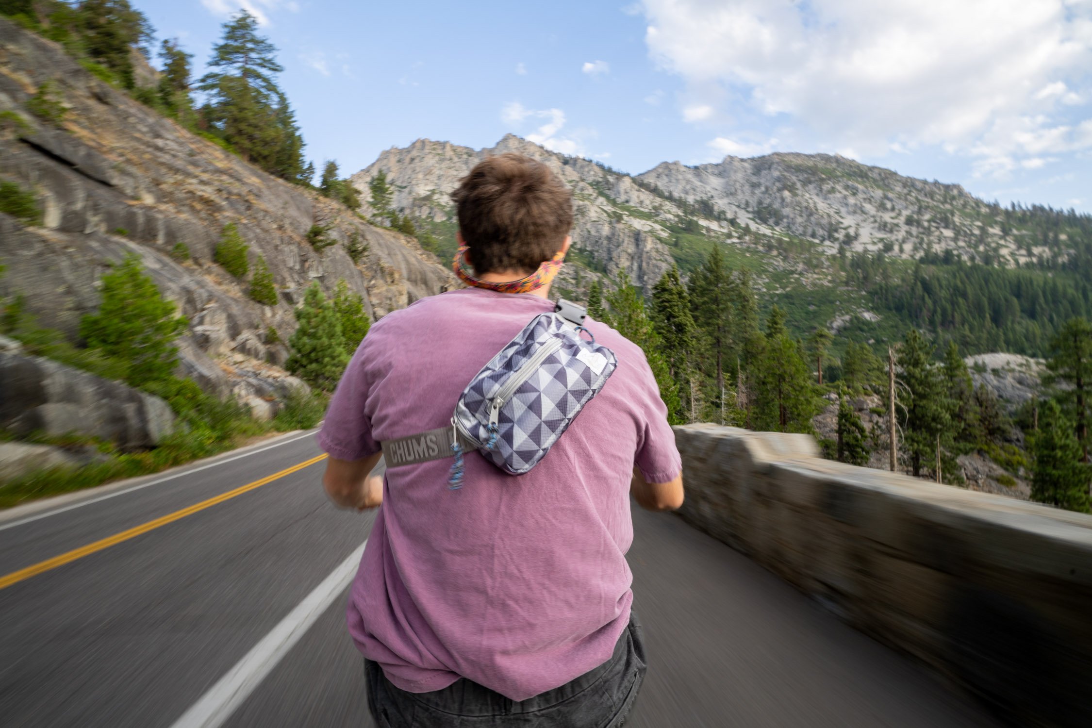 Micheal Whalen exploring Lake Tahoe with Chums gear