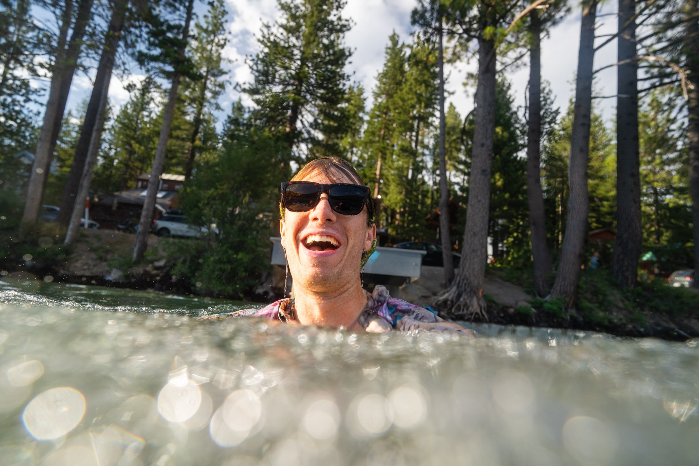 Micheal Whalen exploring Lake Tahoe with Chums gear