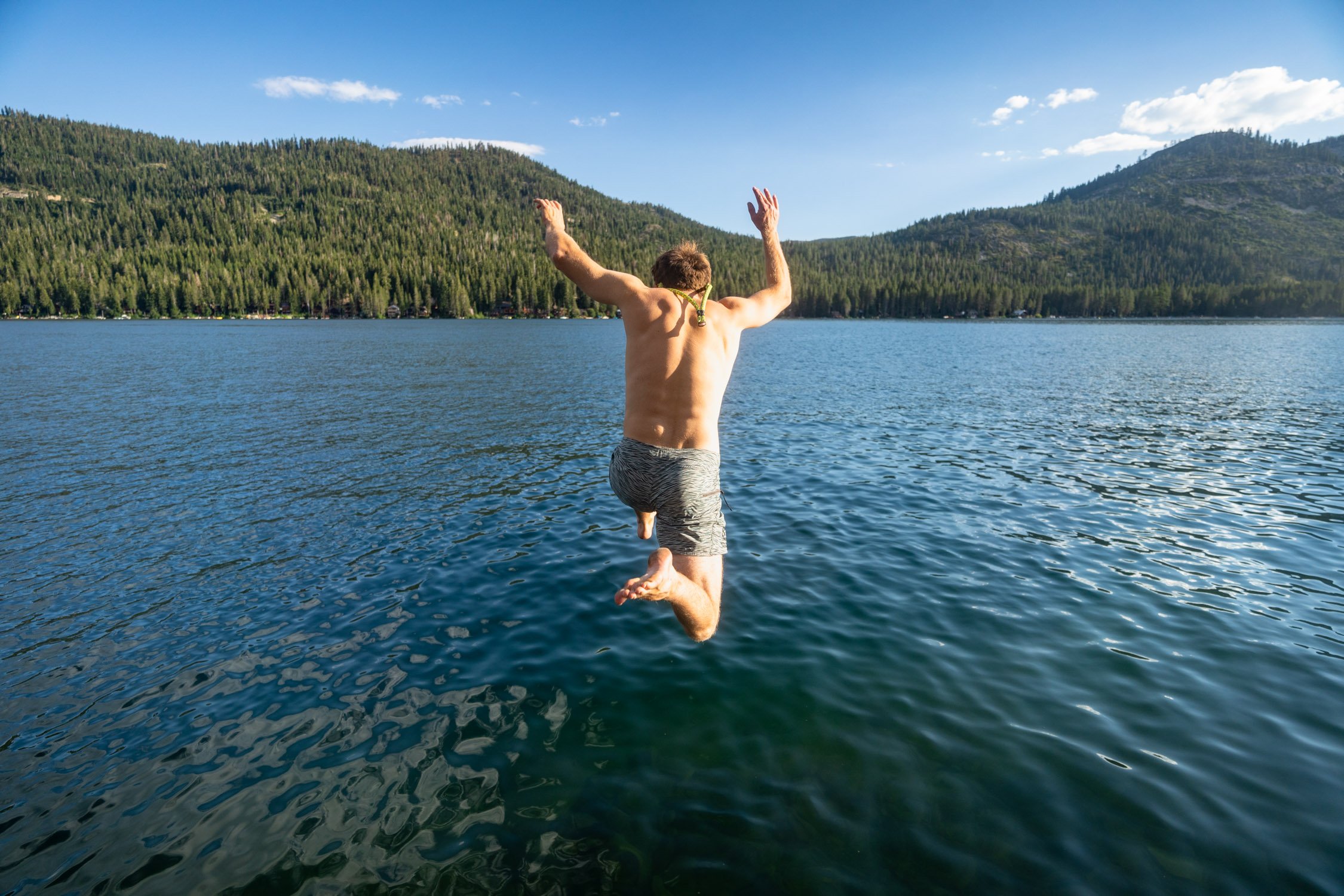 Micheal Whalen exploring Lake Tahoe with Chums gear