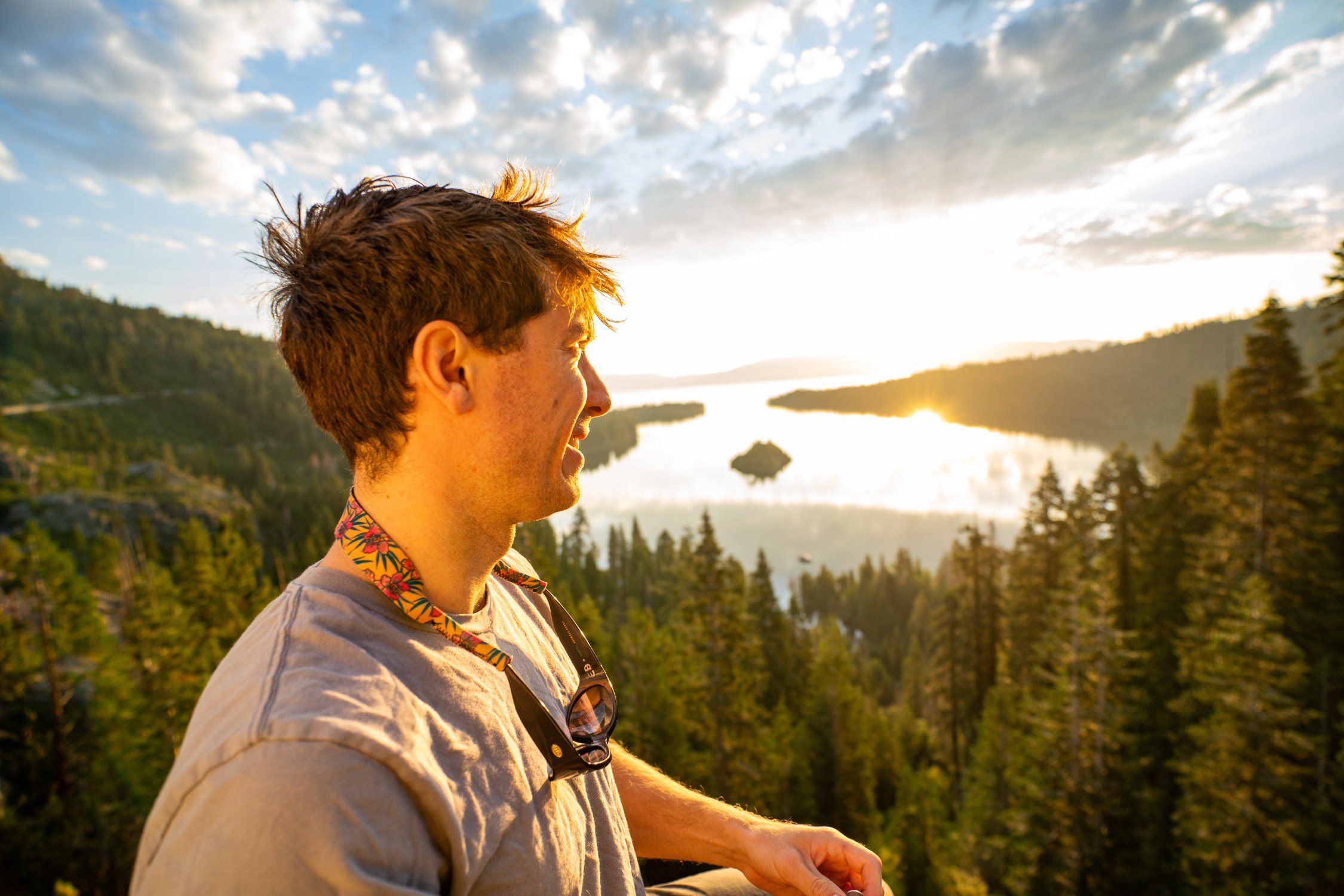 Micheal Whalen exploring Lake Tahoe with Chums gear