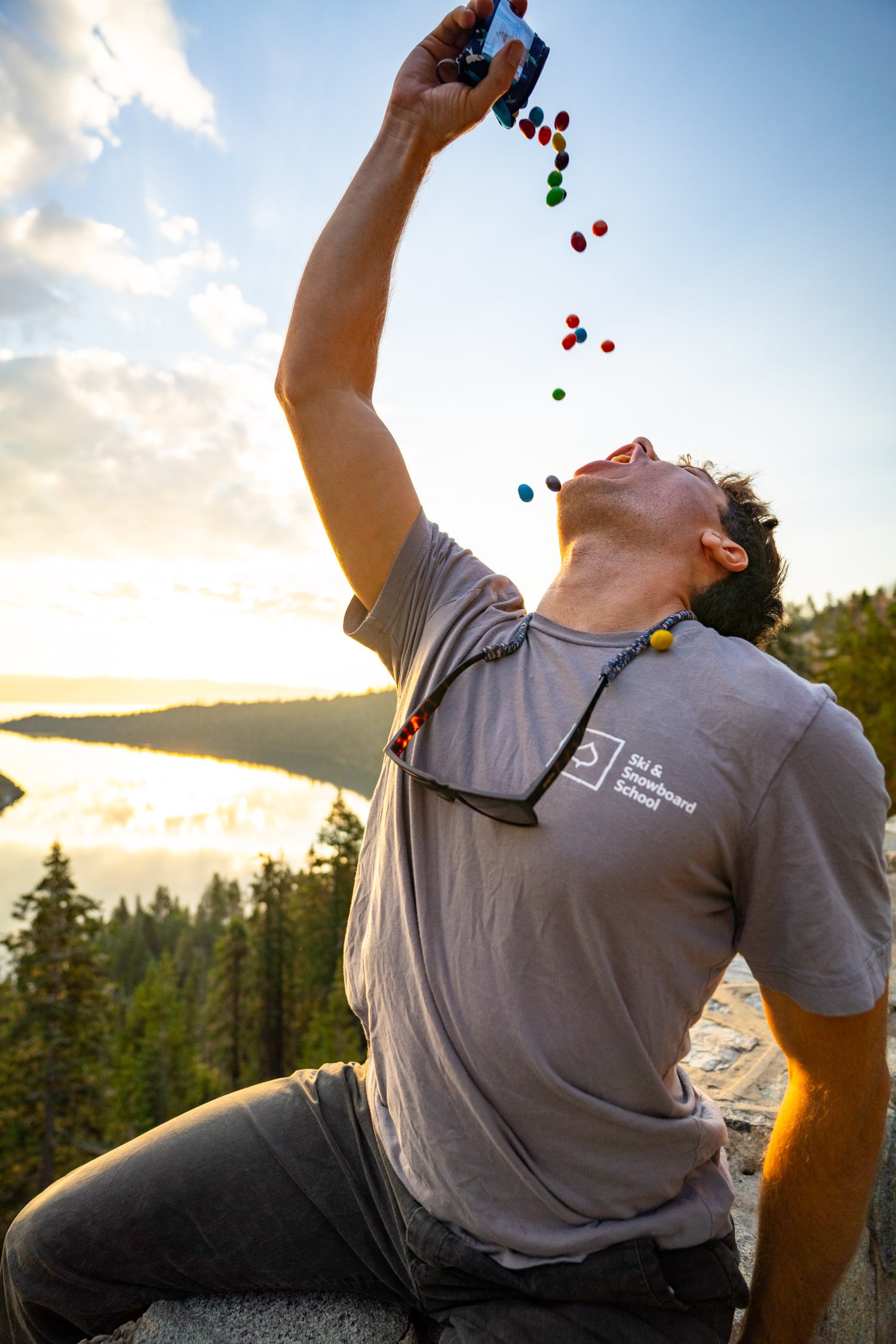 Micheal Whalen exploring Lake Tahoe with Chums gear