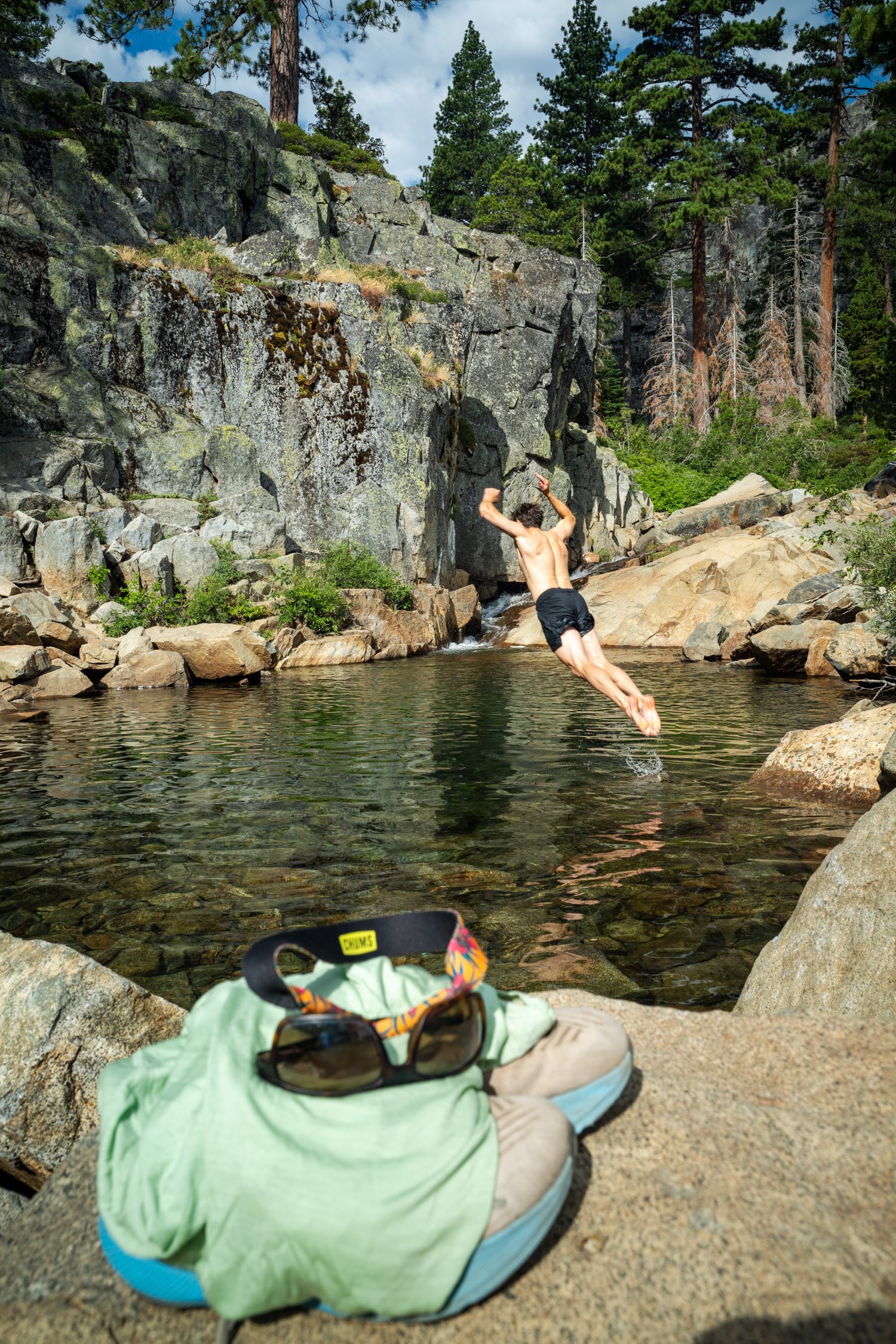 Micheal Whalen exploring Lake Tahoe with Chums gear