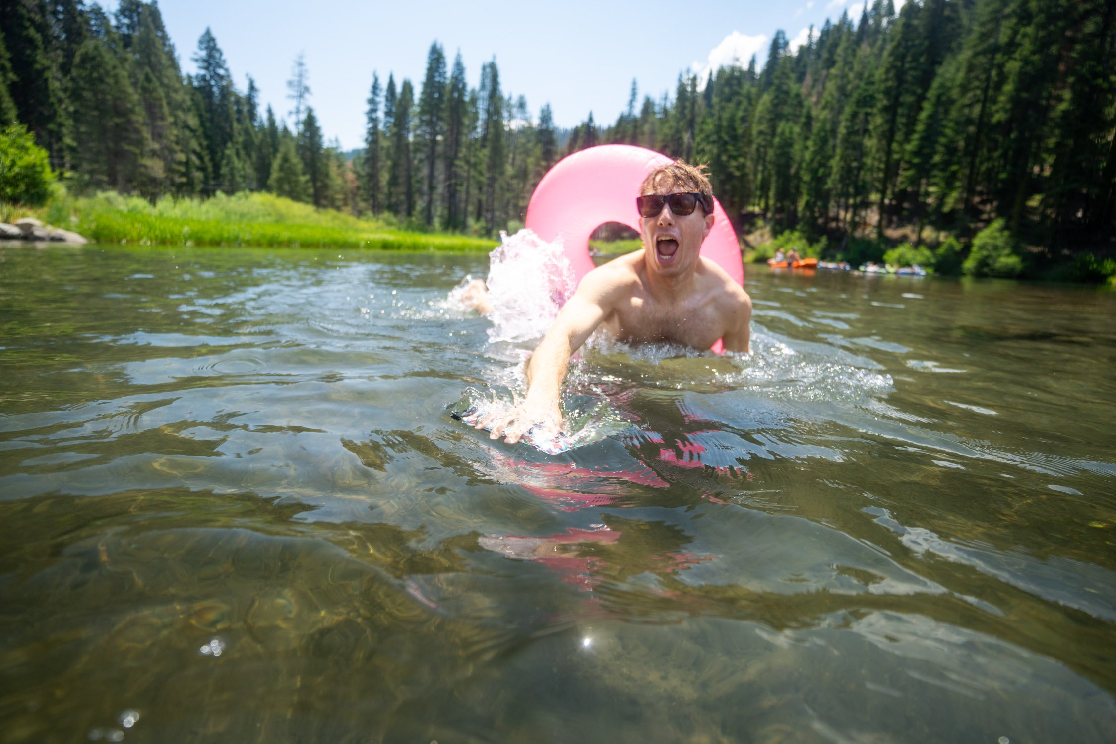 Micheal Whalen exploring Lake Tahoe with Chums gear