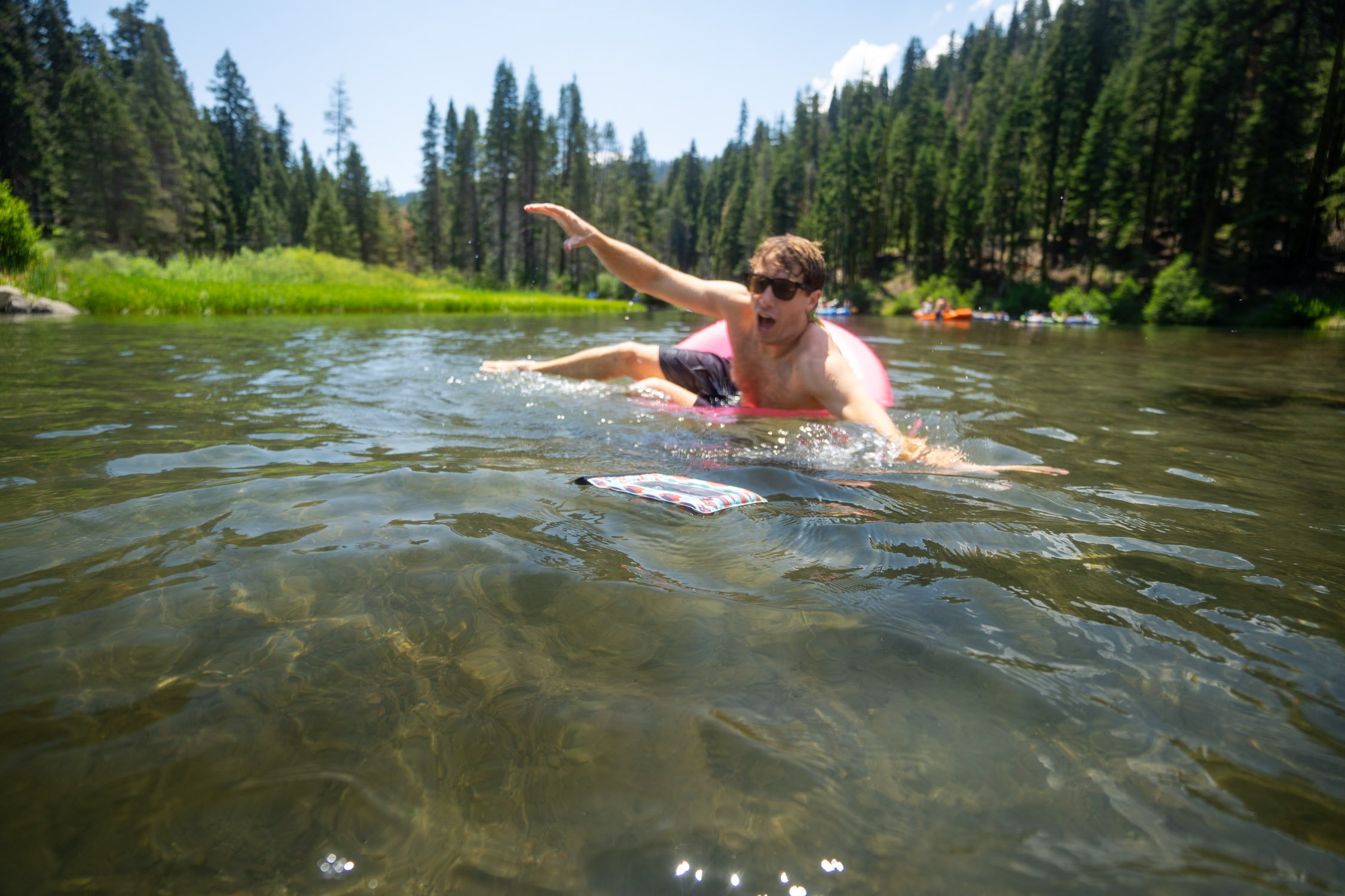 Micheal Whalen exploring Lake Tahoe with Chums gear