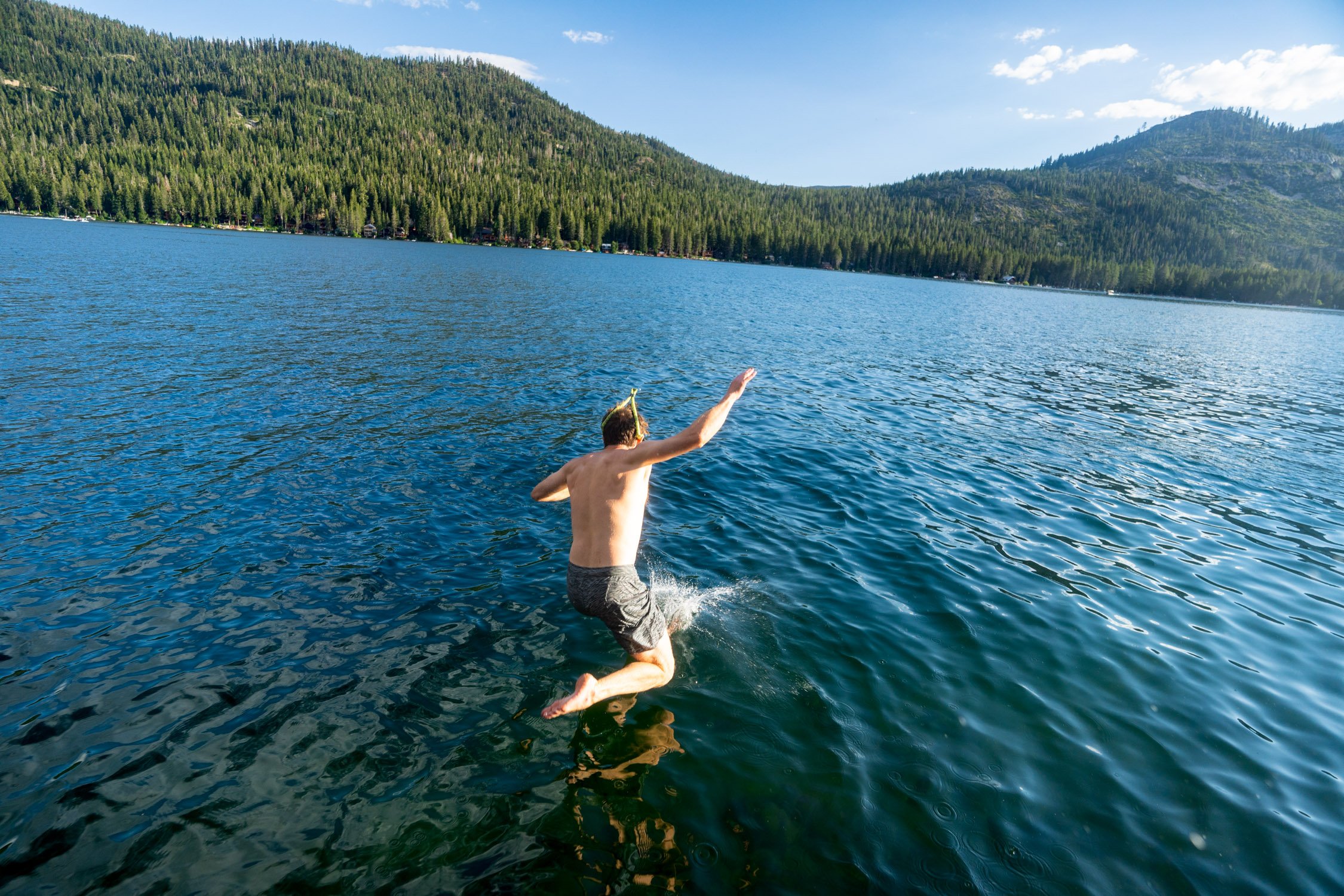 Micheal Whalen exploring Lake Tahoe with Chums gear