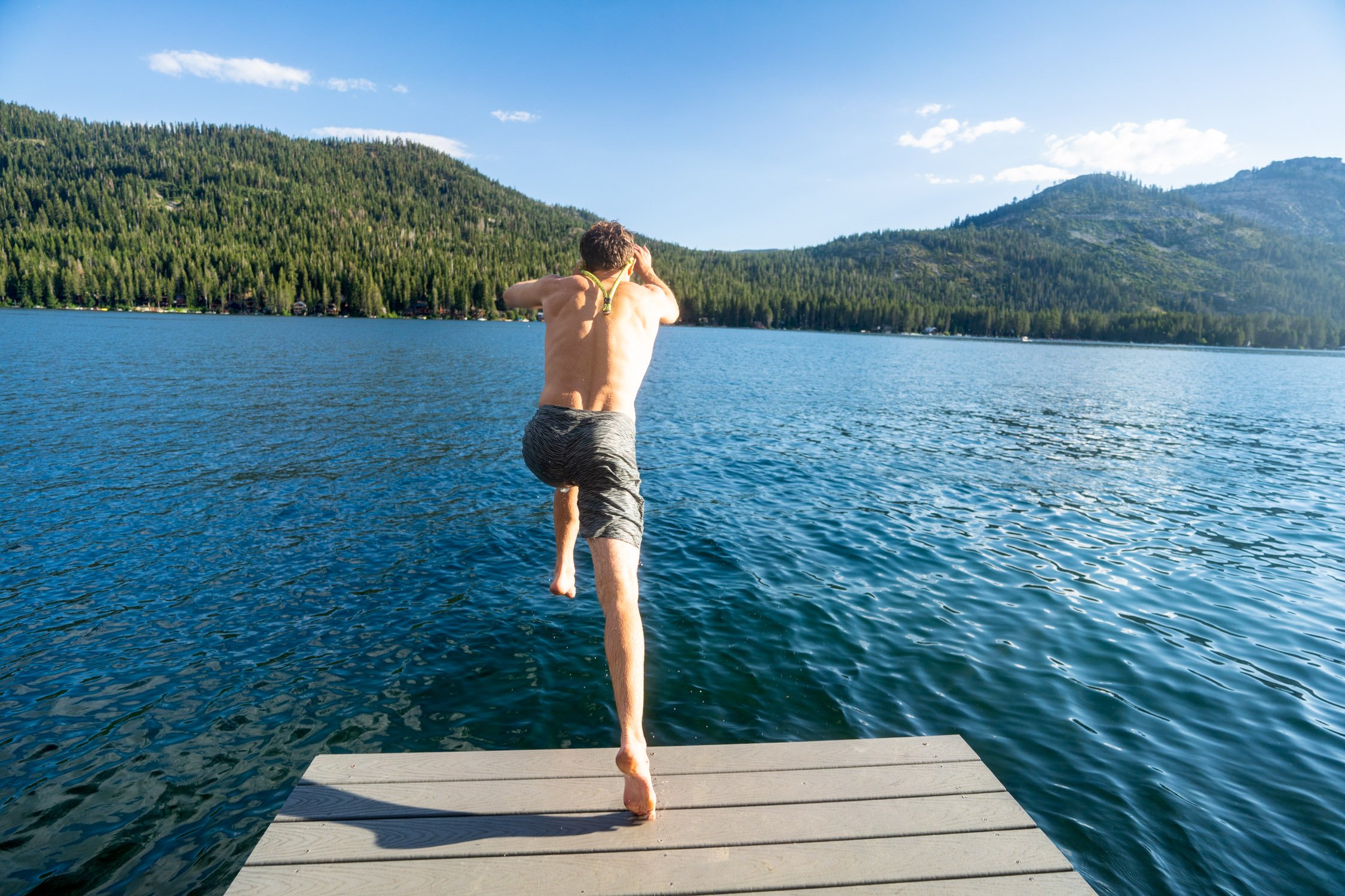 Micheal Whalen exploring Lake Tahoe with Chums gear