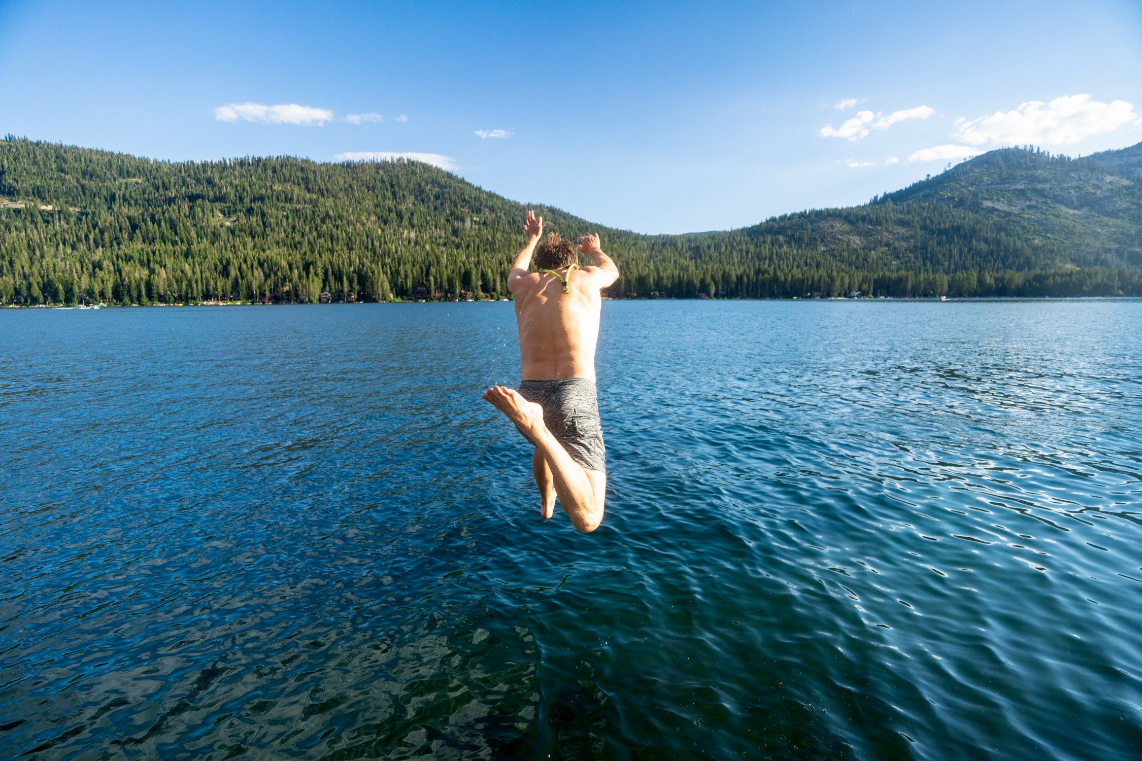 Micheal Whalen exploring Lake Tahoe with Chums gear