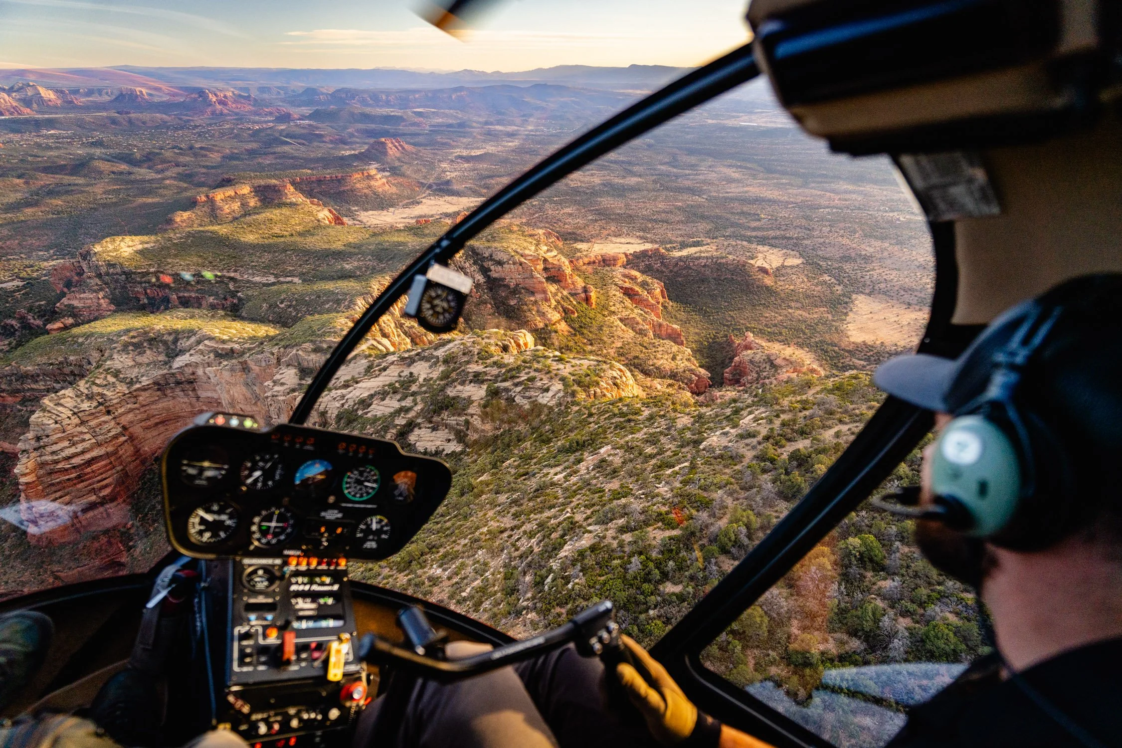 Adventure photographer Dalton Johnson captures photographs from a helicopter over Sedona, AZ