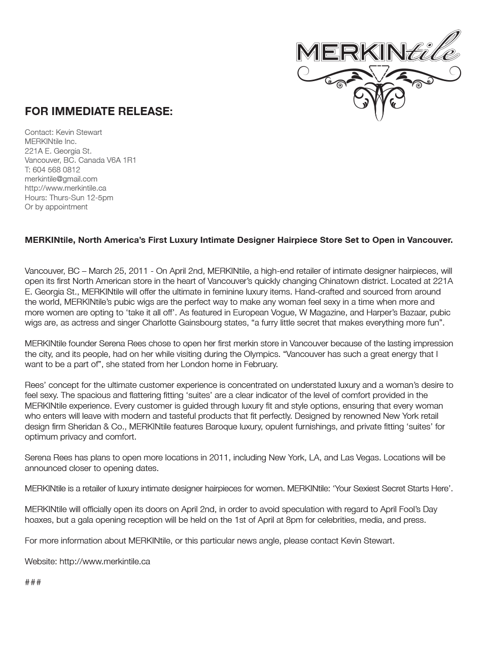 MERKINtile Press Release