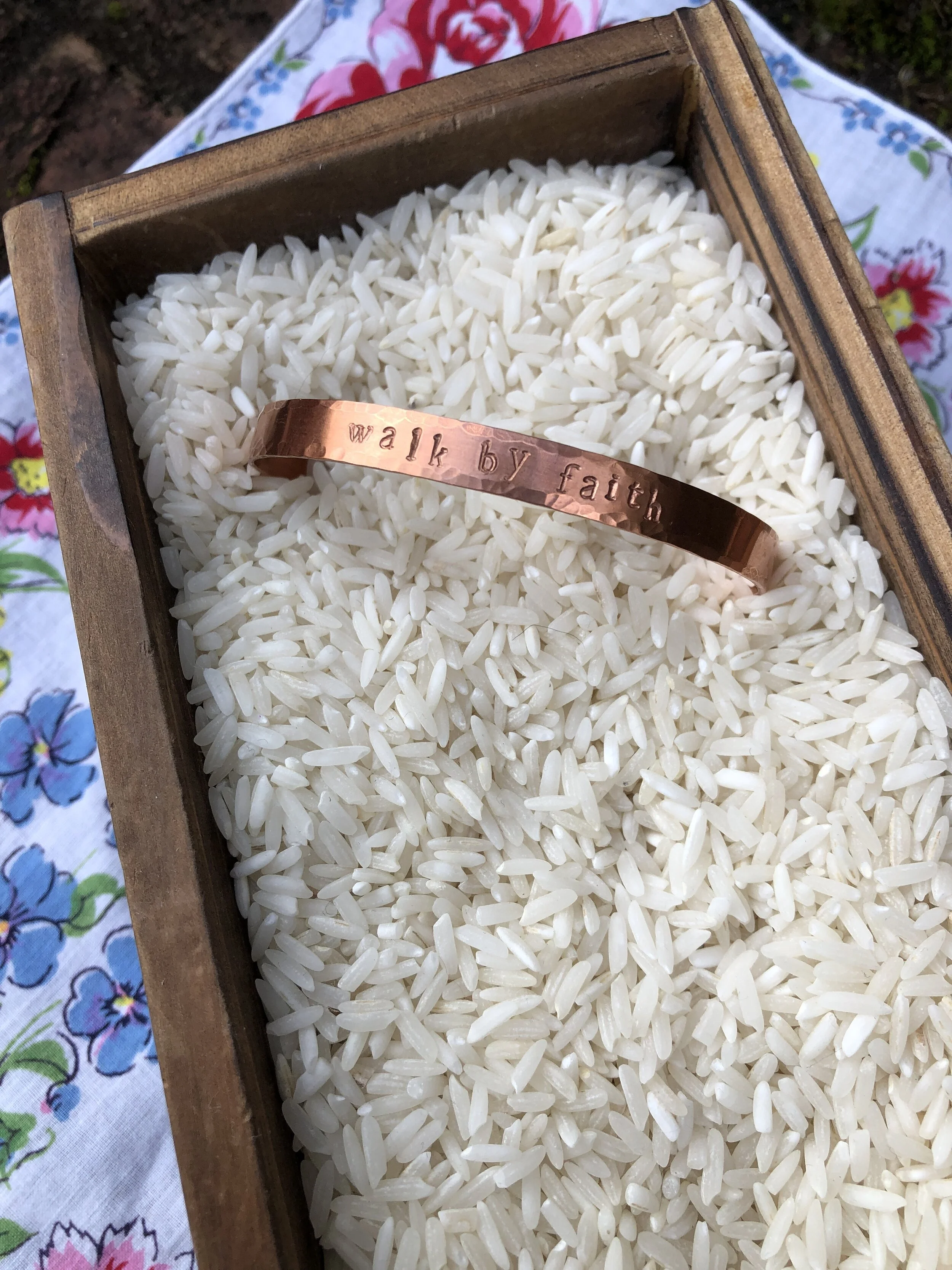 "walk by faith" copper cuff