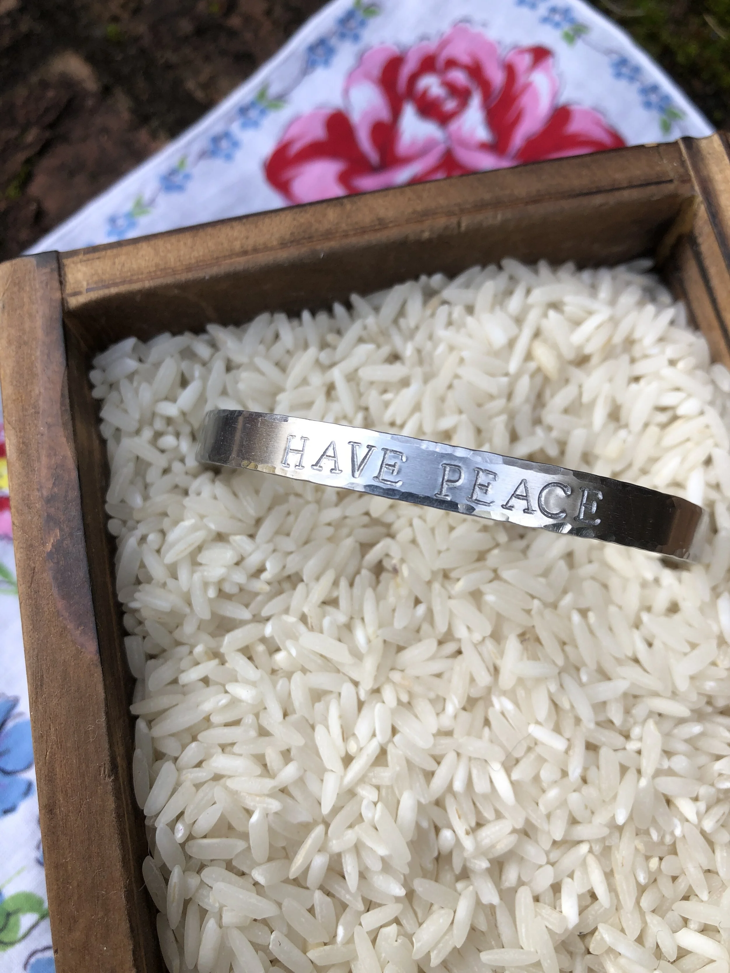 "HAVE PIECE" aluminum cuff