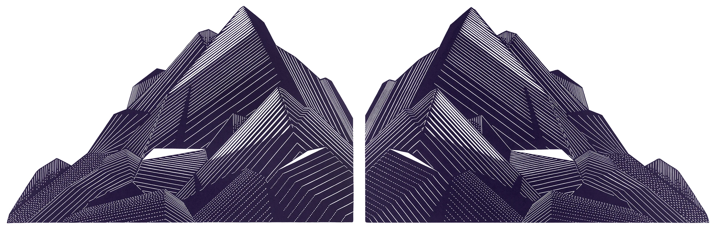 Reflected Landscape III (diptych) 2018, 17x54 inches, linoprint, edition of 3