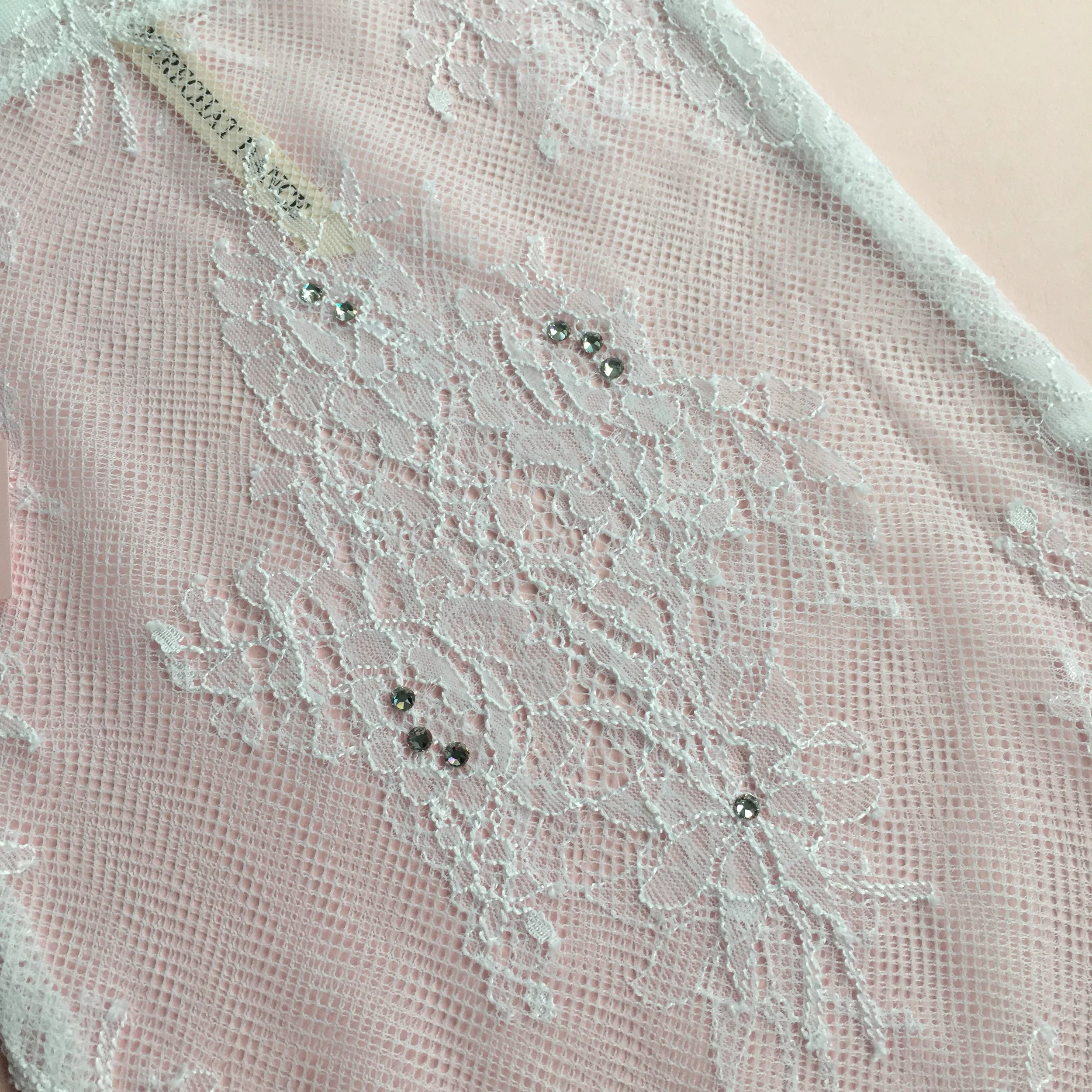 Entrechat Dance White Alexandra Lace Pointe Shoe Bag Embellished with Swarovski® Crystals.