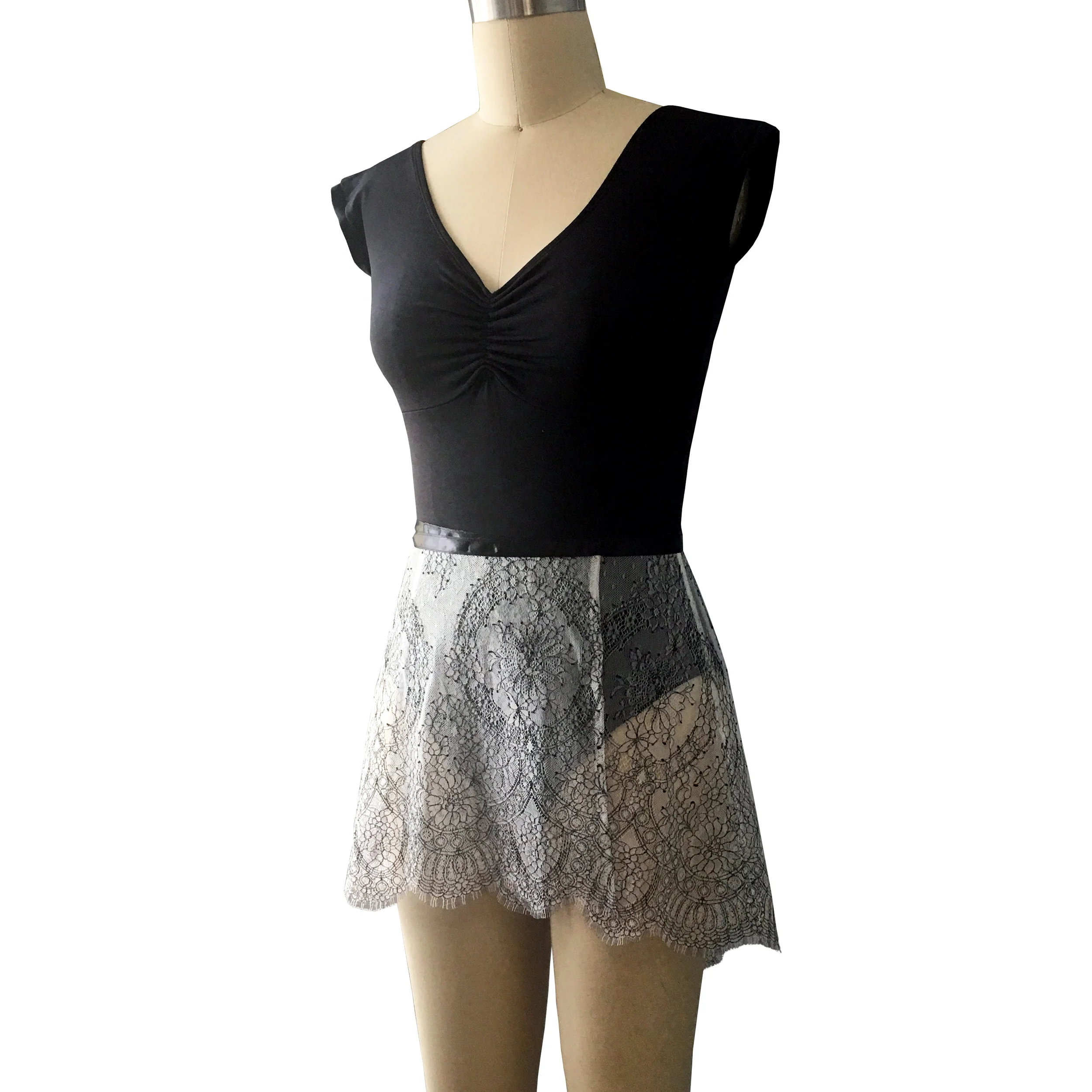 Ivory-Black Gigi Lace Ballet Wrap Skirt: Made to Order