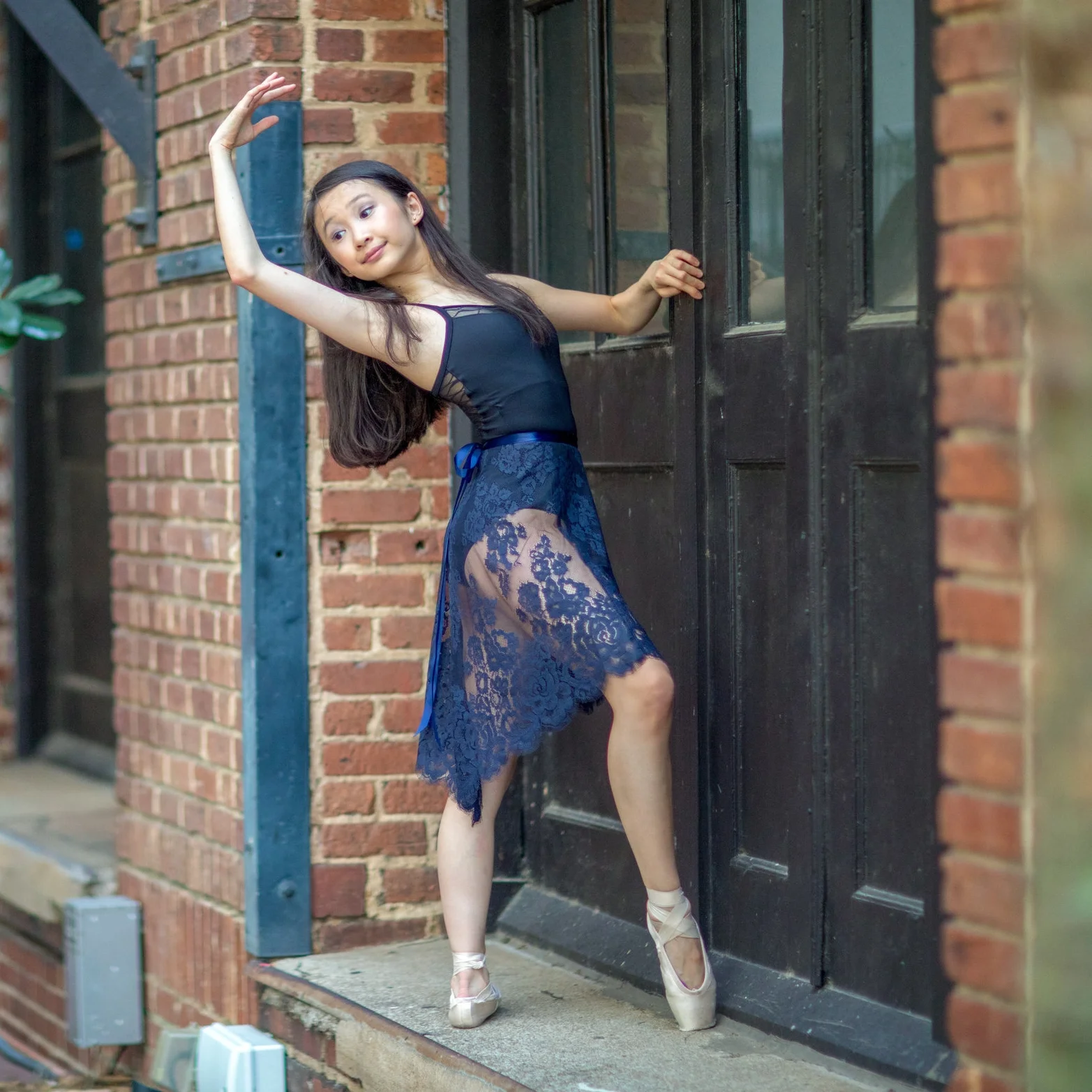 Deep Navy Victoria Rose Lace Ballet Rehearsal Wrap Skirt: Made to Order