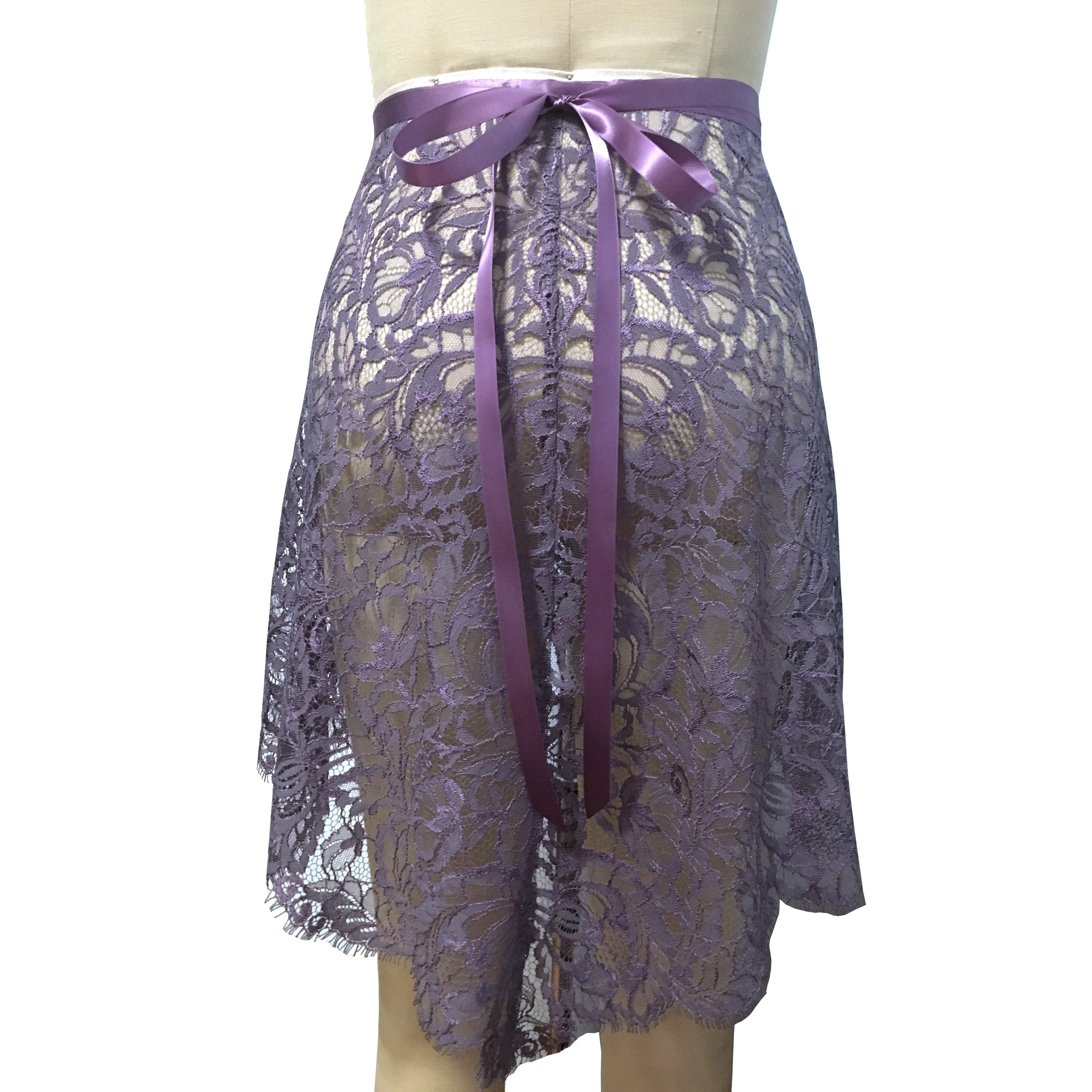Sugarplum Purple Katerina Leavers Lace Ballet Wrap Skirt: Made to Order
