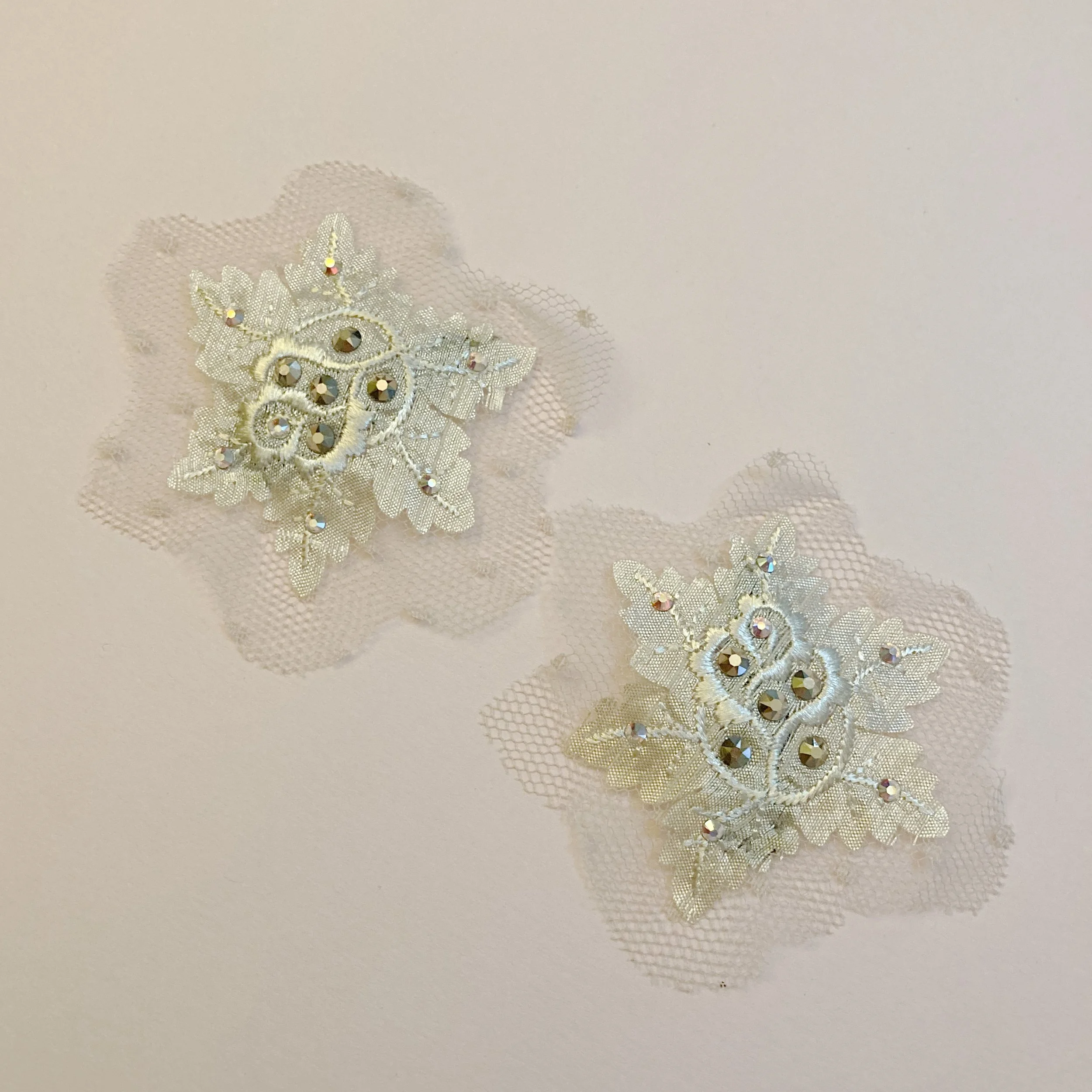 Emma Embroidered Hair Clips Embellished with European Crystals. Set of 2.