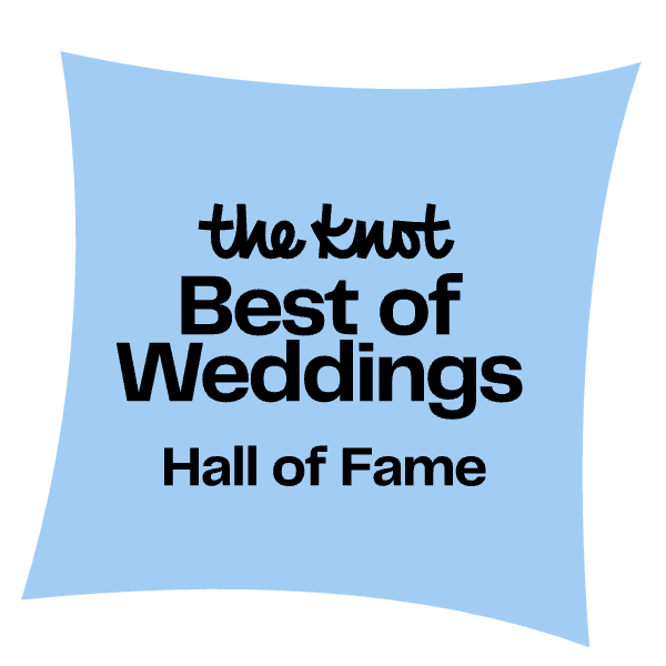 The Knot Best of Weddings Hall of Fame award badge