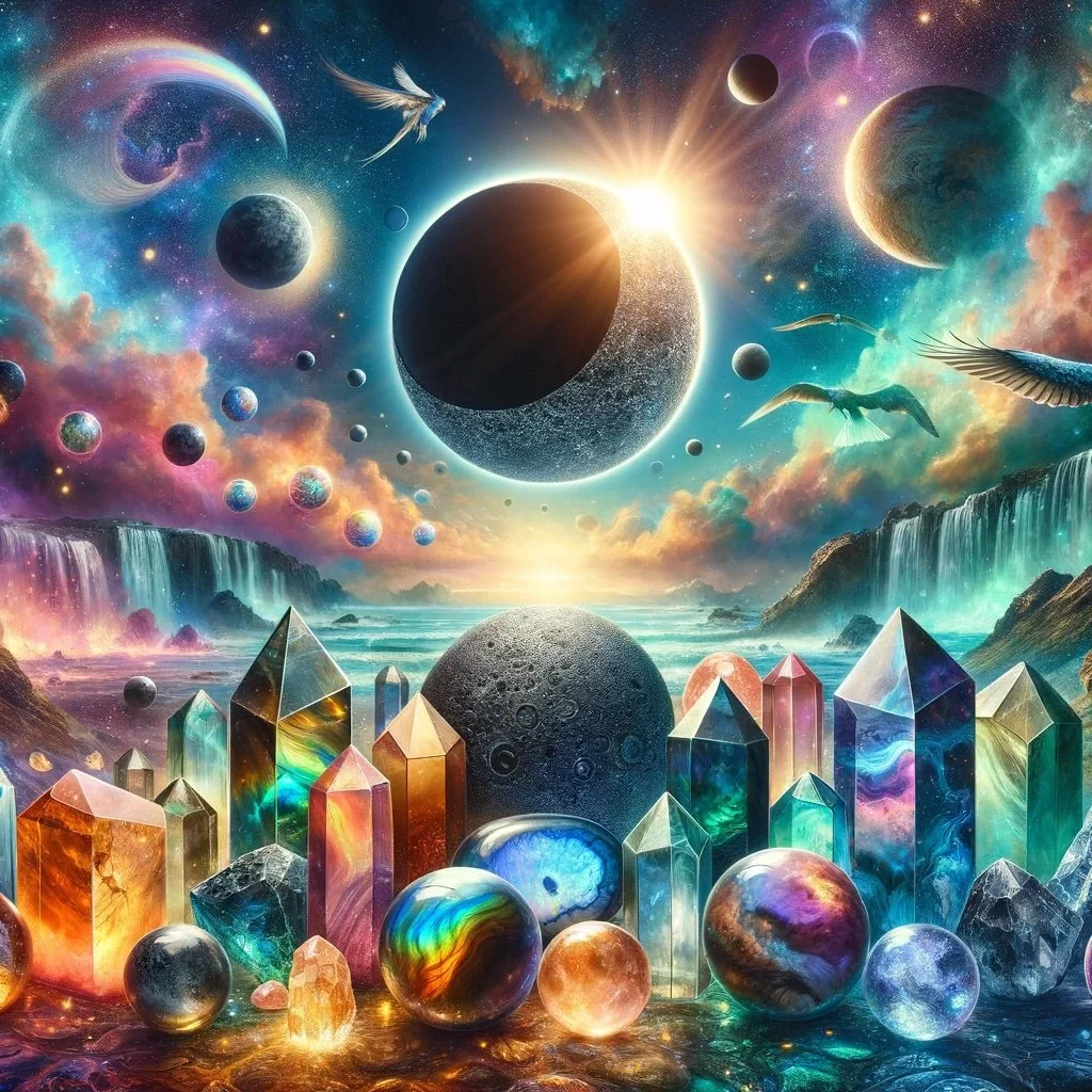Navigating Celestial Transformations: Crystals for the Solar Eclipse and Pluto in Aquarius