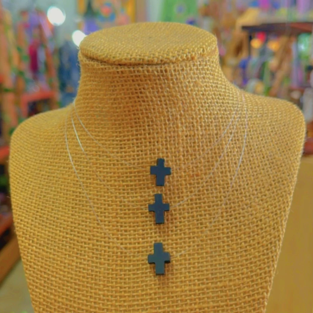 Azabache Cross Illusion Necklace