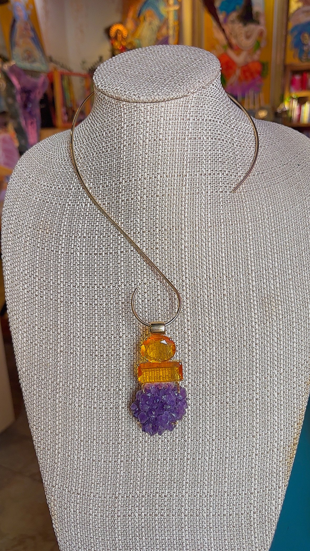 Luxury Crystal Amulet: Citrine (Faceted) & Amethyst
