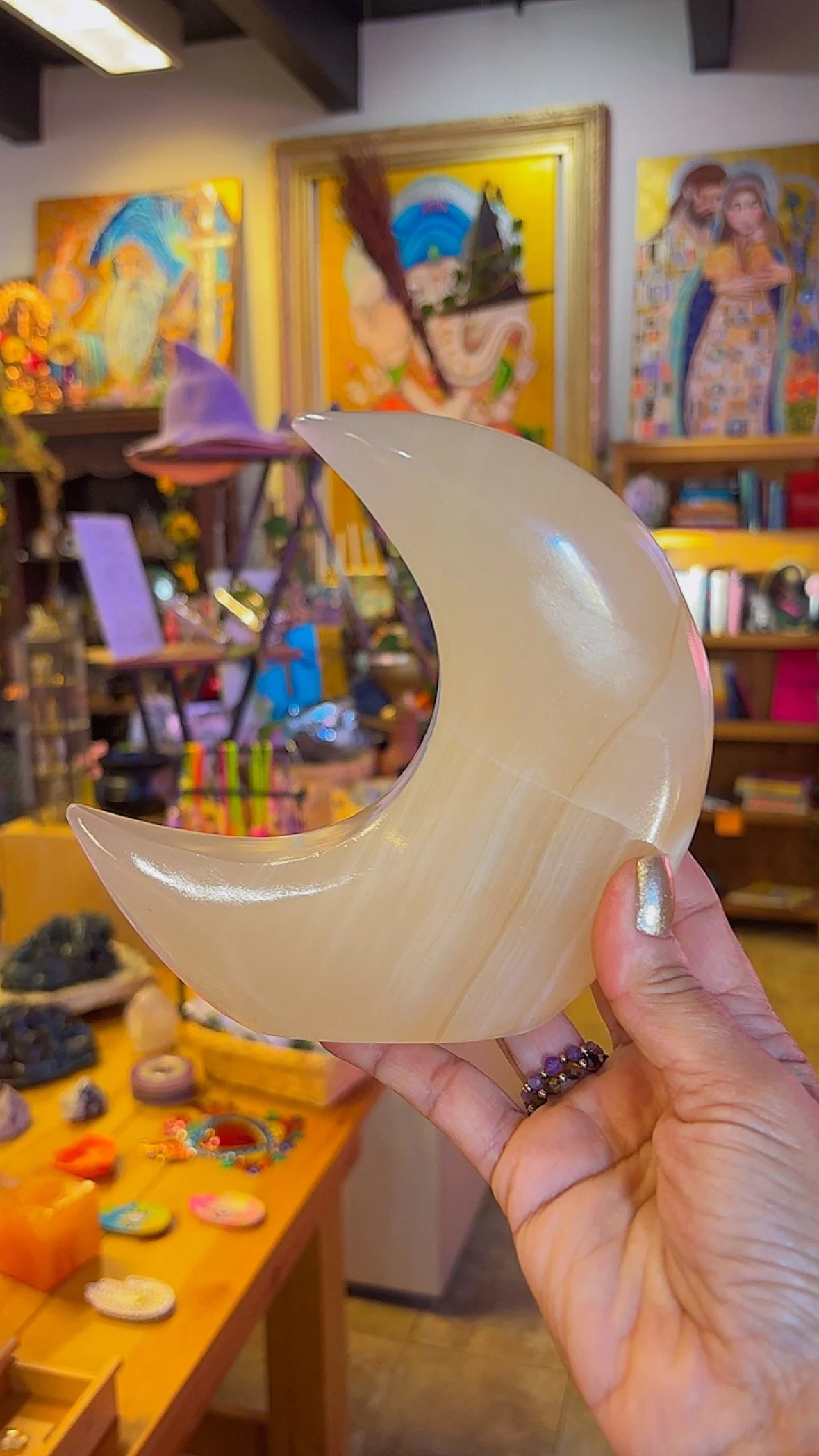 Mexican Banded Agate Crescent Moon