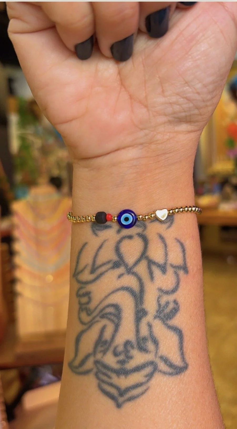 Blue Evil Eye on Gold Bracelet