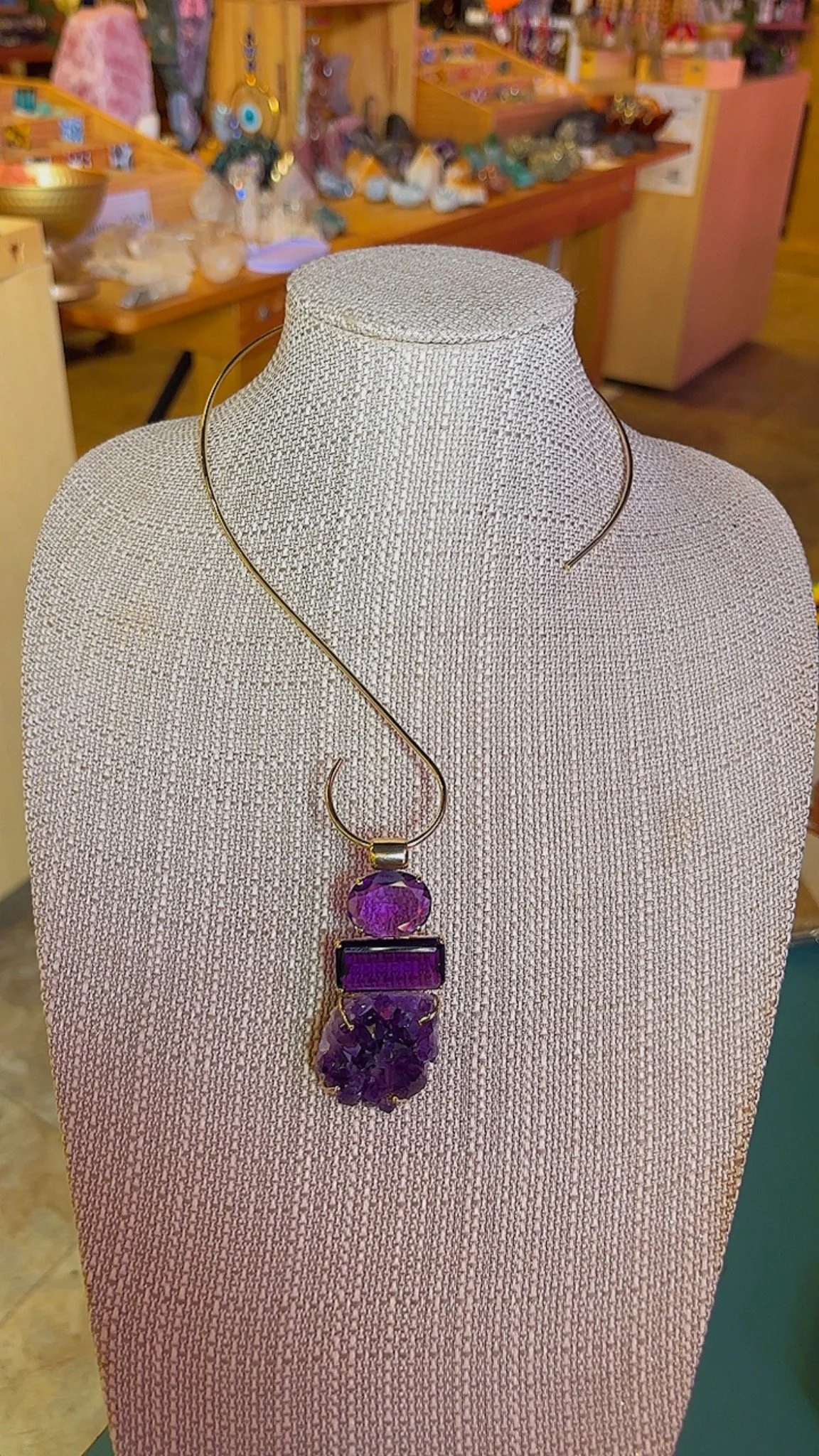 Luxury Crystal Amulet: Amethyst (Faceted & Raw) IV